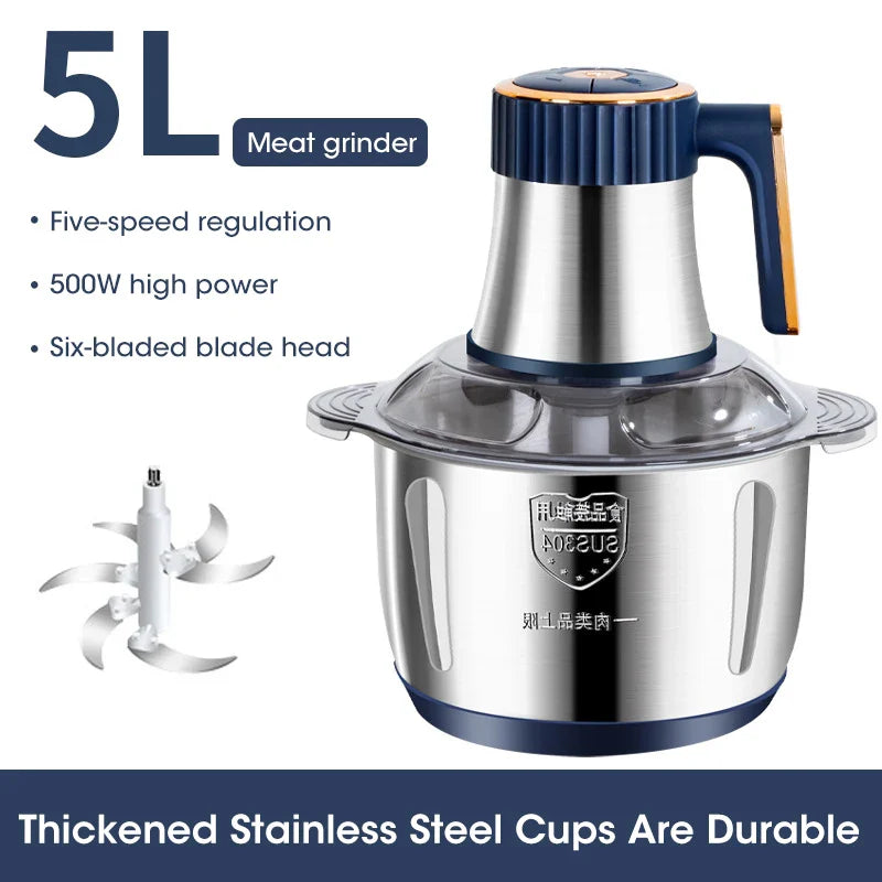 Trendbay 5L Electric Meat Grinder & Food Processor (Stainless Steel)