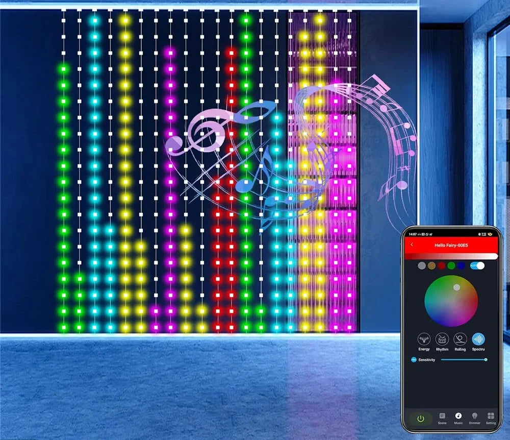 Trendbay 2pcs RGB Smart Curtain Lights App, Remote & Music Sync with DIY Patterns