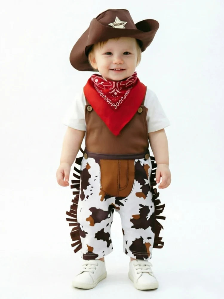 Trendbay Baby Cowboy Costume Set 3Pcs Romper, Hat & Scarf