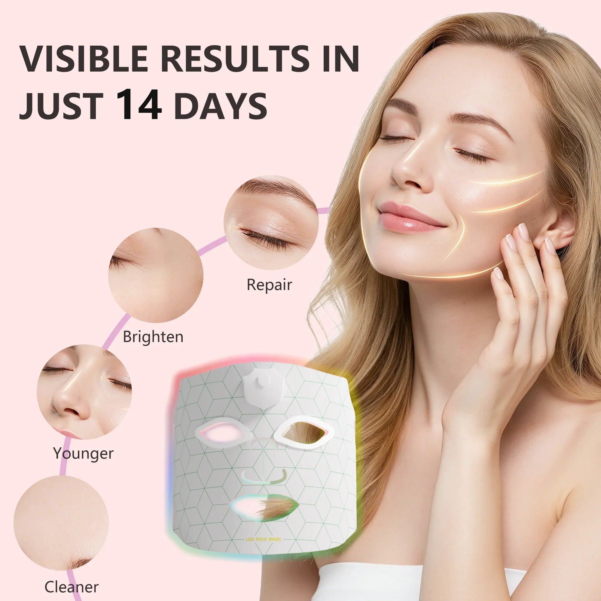 Trendbay 7-Color LED Facial Mask for Light Therapy Skincare