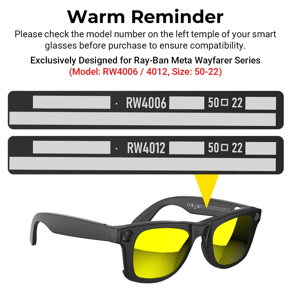 Trendbay Photochromic Clip-On Lenses for Meta Wayfarer Gen 2 Smart Glasses – Matte Frame Clip