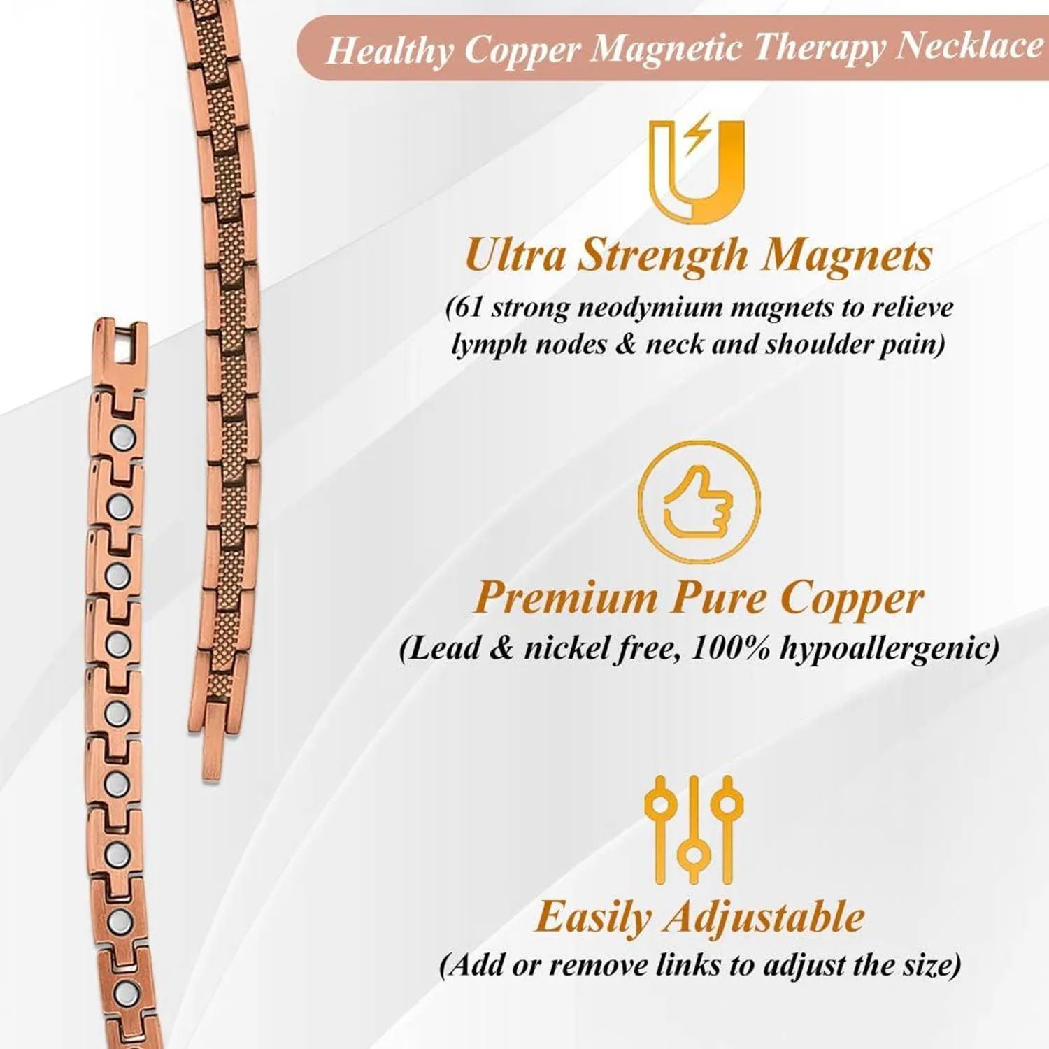 Trendbay Luxury Serpentine Pure Copper Chain Necklace for Men & Women