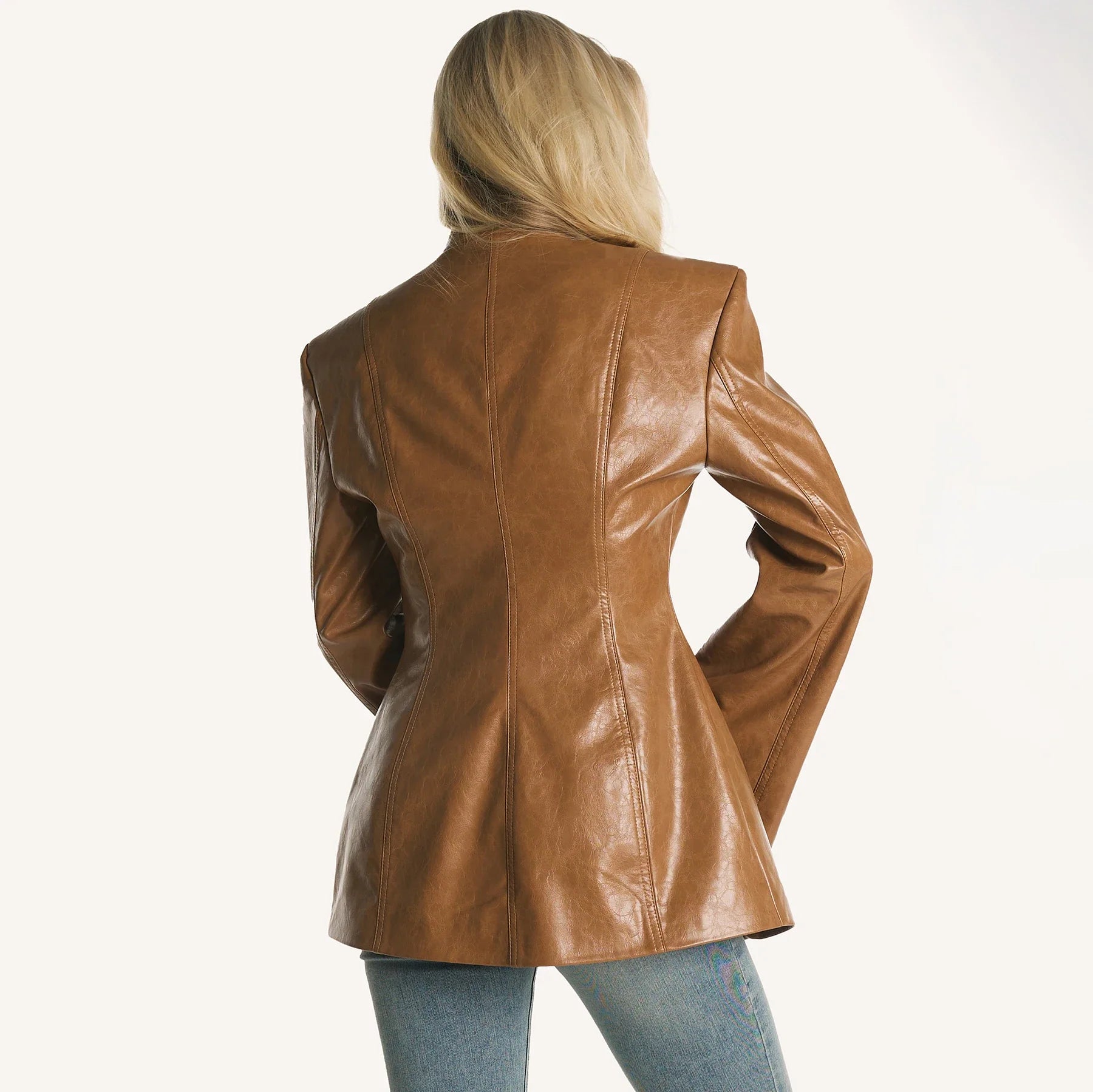 Trendbay Women's Faux Leather Blazer