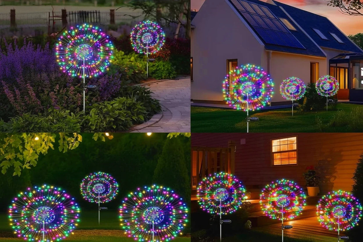 Trendbay 420LED Solar Firework Stake RGB Dandelion Garden Lights