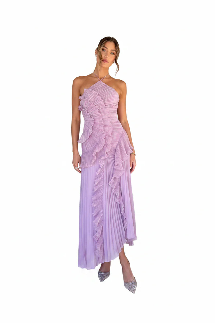 Trendbay Women's Pleated Chiffon Maxi Dress