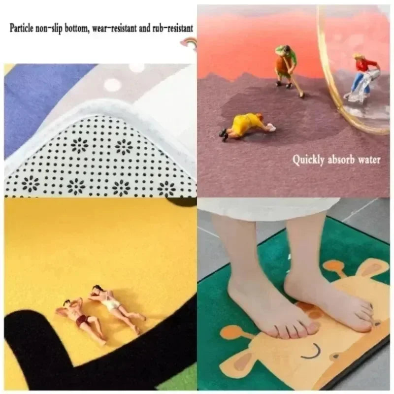 Trendbay Door Mat of Santa Claus, Reindeer and Christmas Tree