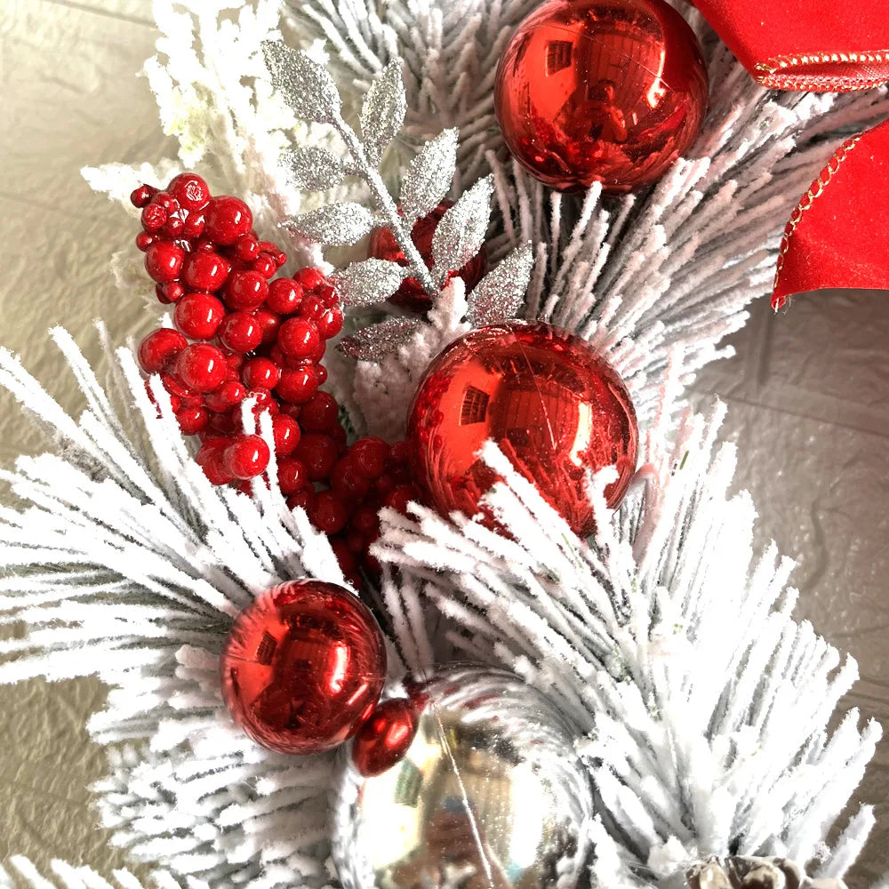 Trendbay Flocked Christmas Flower Wreath Garland