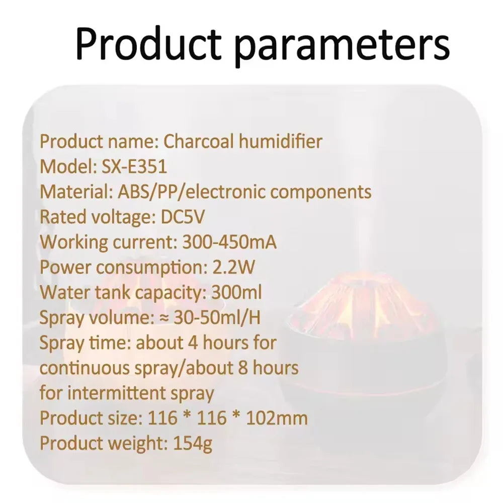 Trendbay Flame Aroma Humidifier – 300ML Ultrasonic Essential Oil Diffuser with Night Light