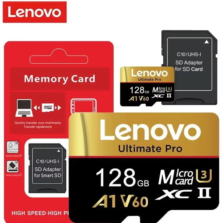 Trendbay Lenovo 128GB MicroSD Memory Card with SD Adapter UHS-I A1 V60 TF Card