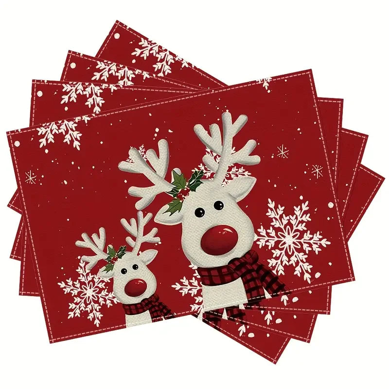 Trendbay 4PCS Christmas Reindeer Snowflake Placemats