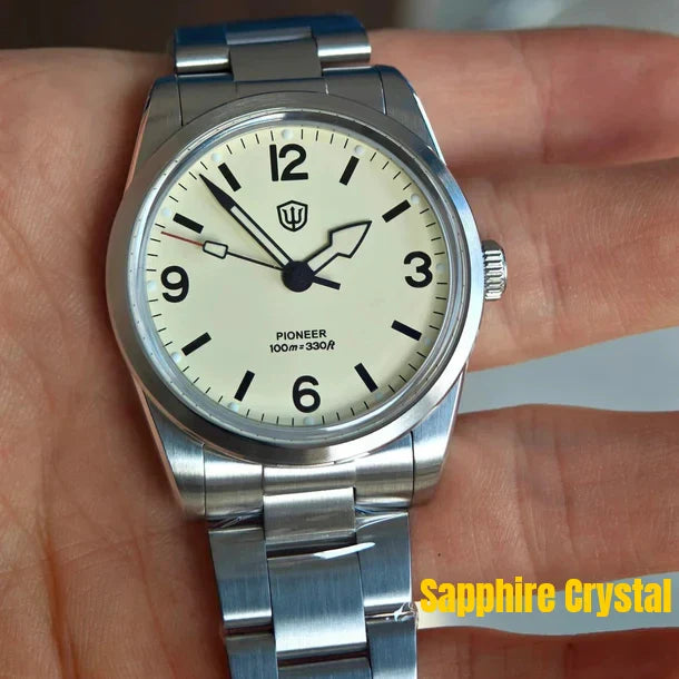 Trendbay 36.5mm Vintage Quartz Watch with Sapphire Crystal & 100M Water Resistance