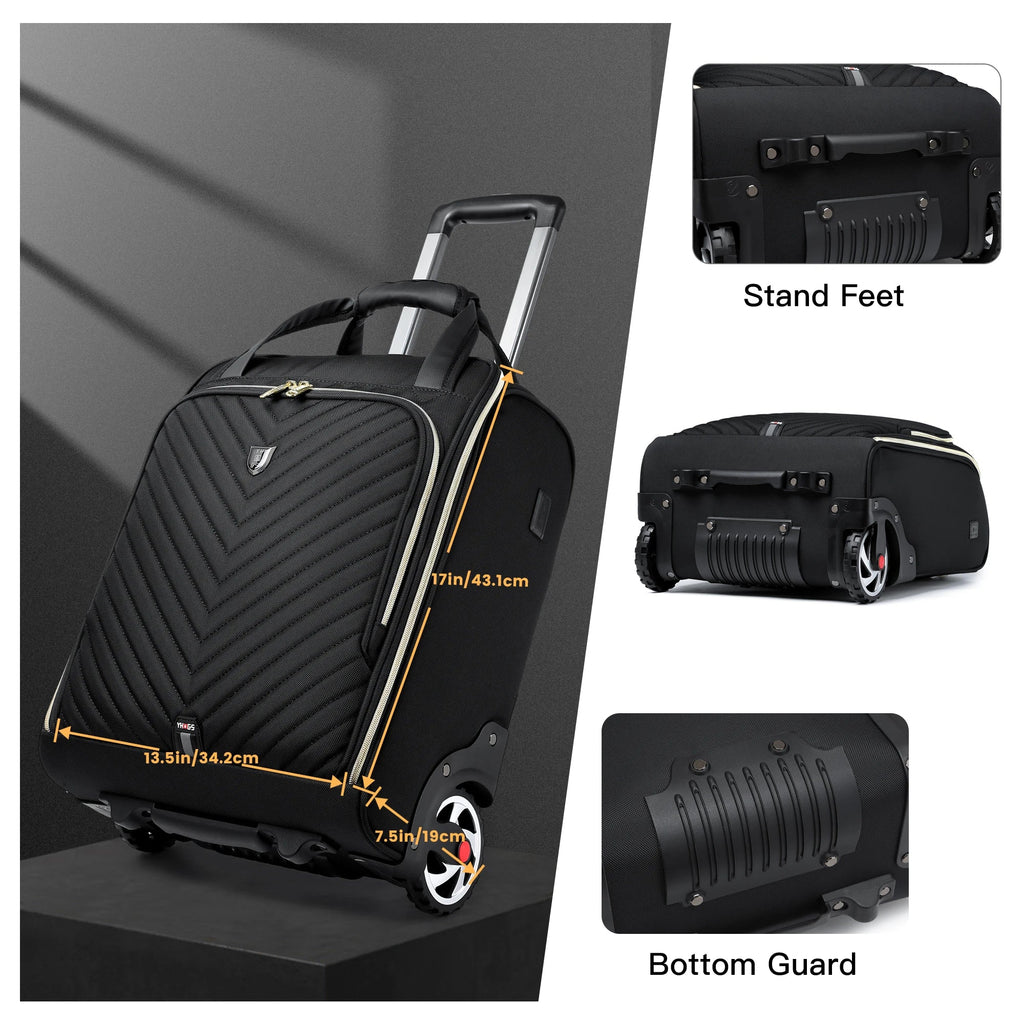 Trendbay 18-Inch Rolling Laptop Trolley Bag – Softside Carry-On Business Travel Briefcase