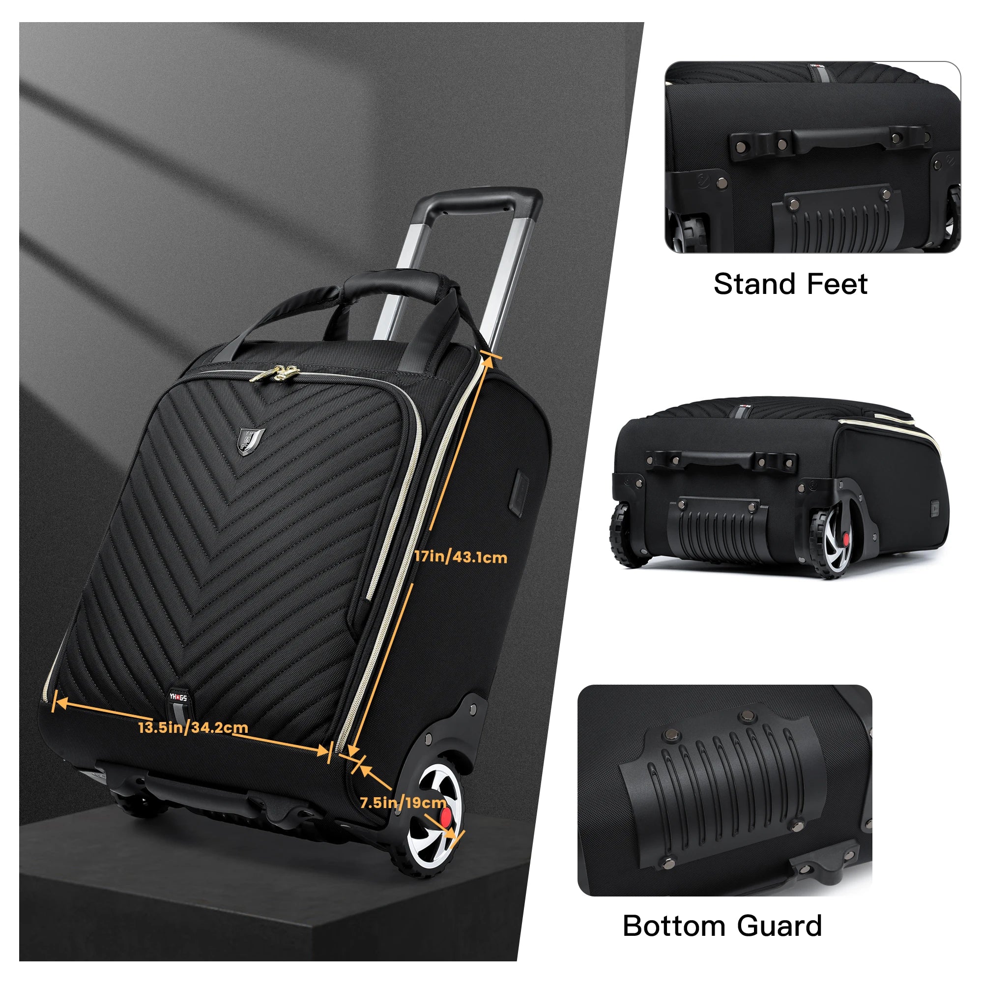 Trendbay 18-Inch Rolling Laptop Trolley Bag – Softside Carry-On Business Travel Briefcase