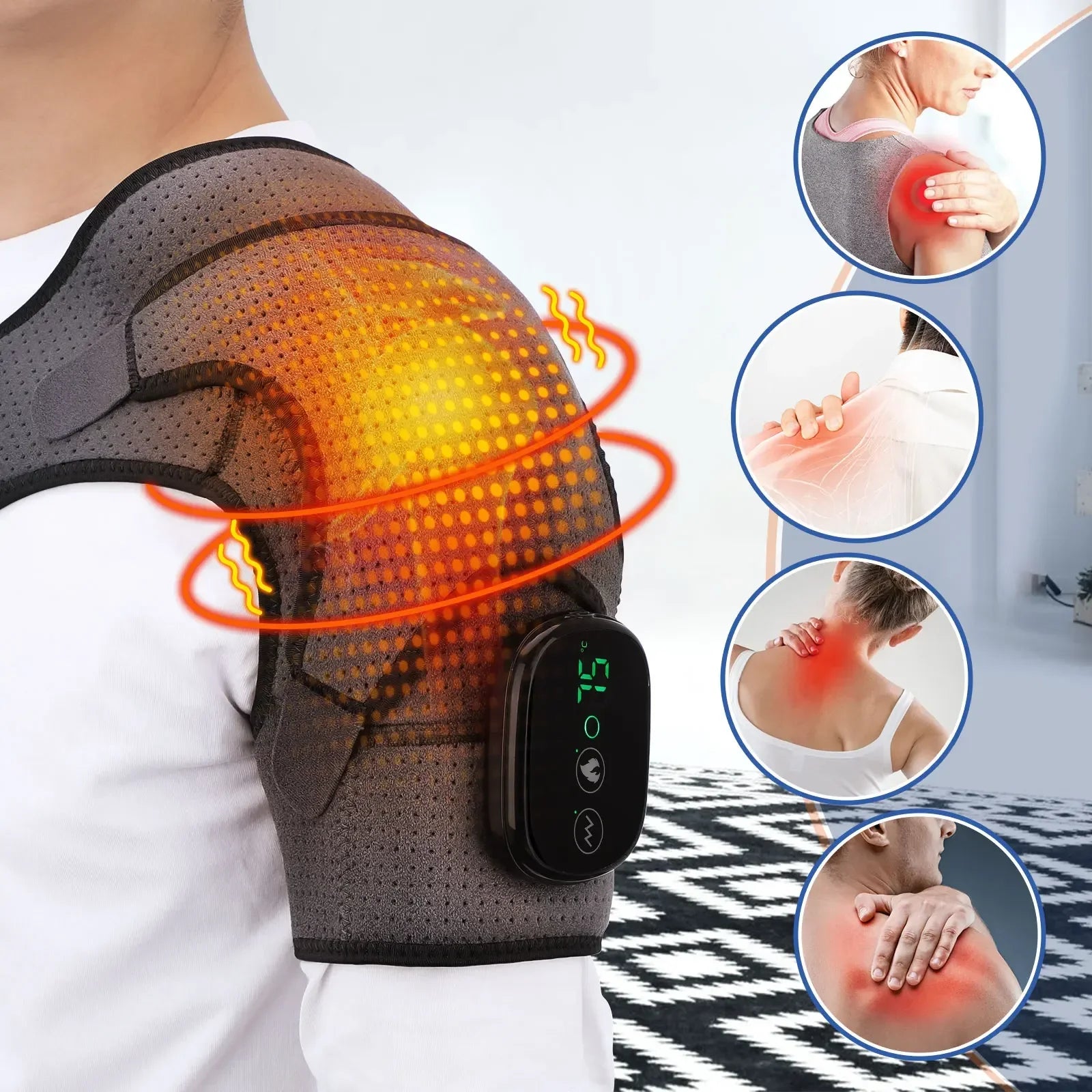 Trendbay Electric Heated Shoulder Support Wrap with Adjustable Compression