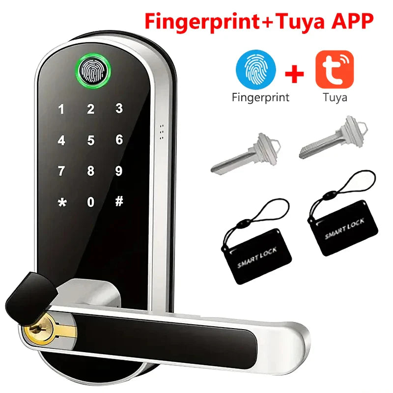 Trendbay Smart Fingerprint Door Lock with App Control & IC Cards (Waterproof)