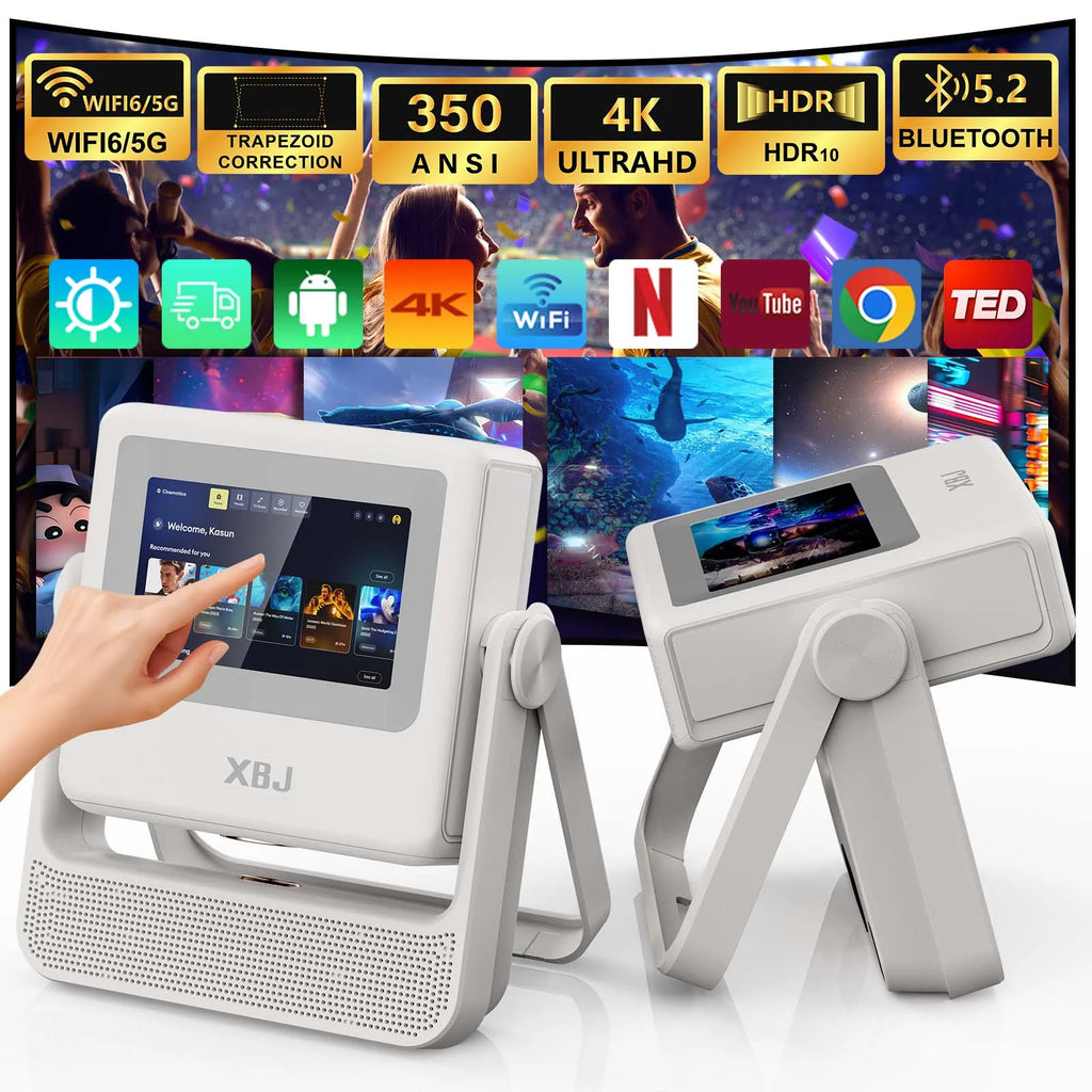 Trendbay Smart Touch Projector – 4K Support WiFi 6 Bluetooth Auto Focus Portable