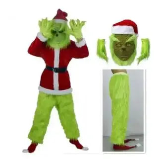 Trendbay Green-Haired Monster Christmas Cosplay Costume Set Adult Unisex