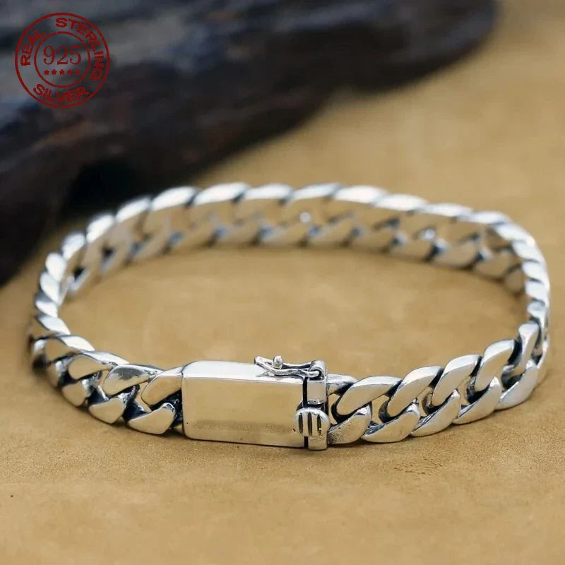 Trendbay Silver 8mm Cuban Link Bracelet – Classic Punk Style Jewelry for Men