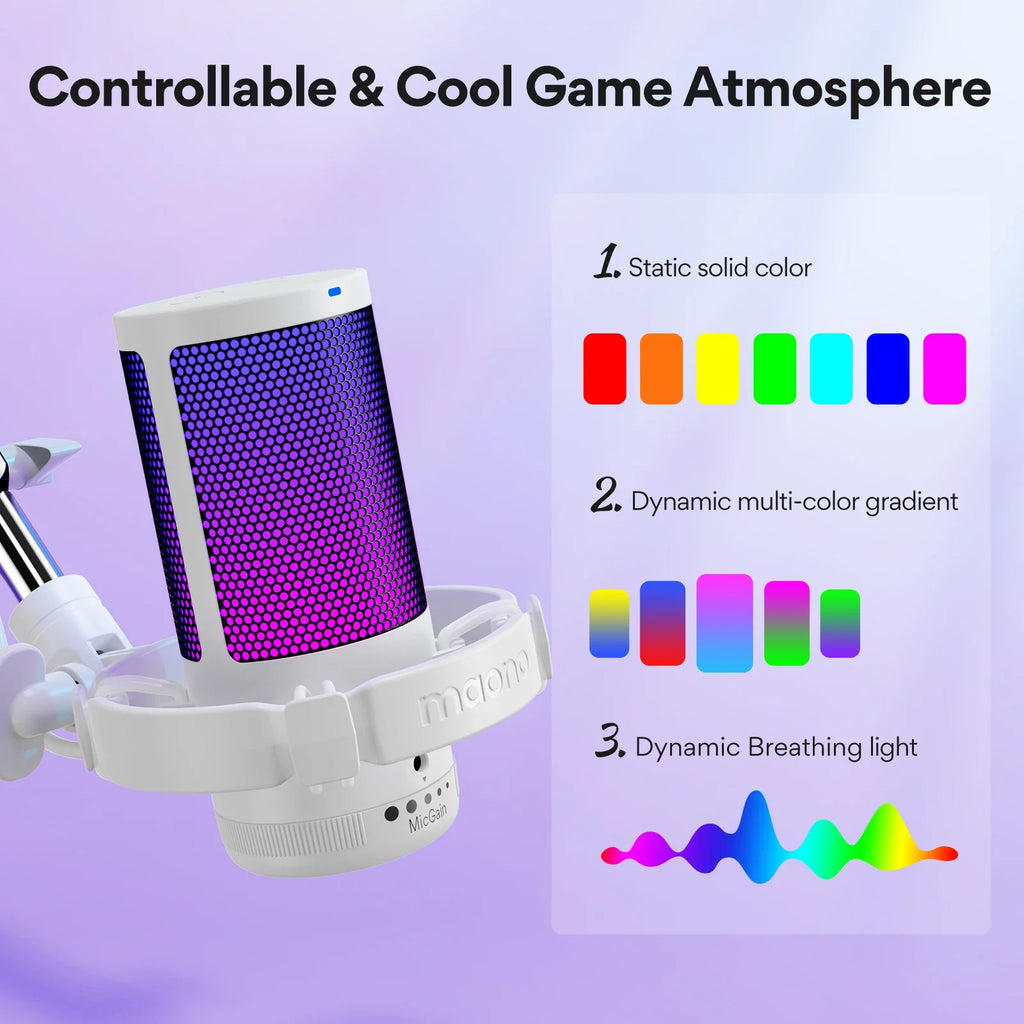 Trendbay USB Gaming Microphone RGB Noise Canceling Gain Control
