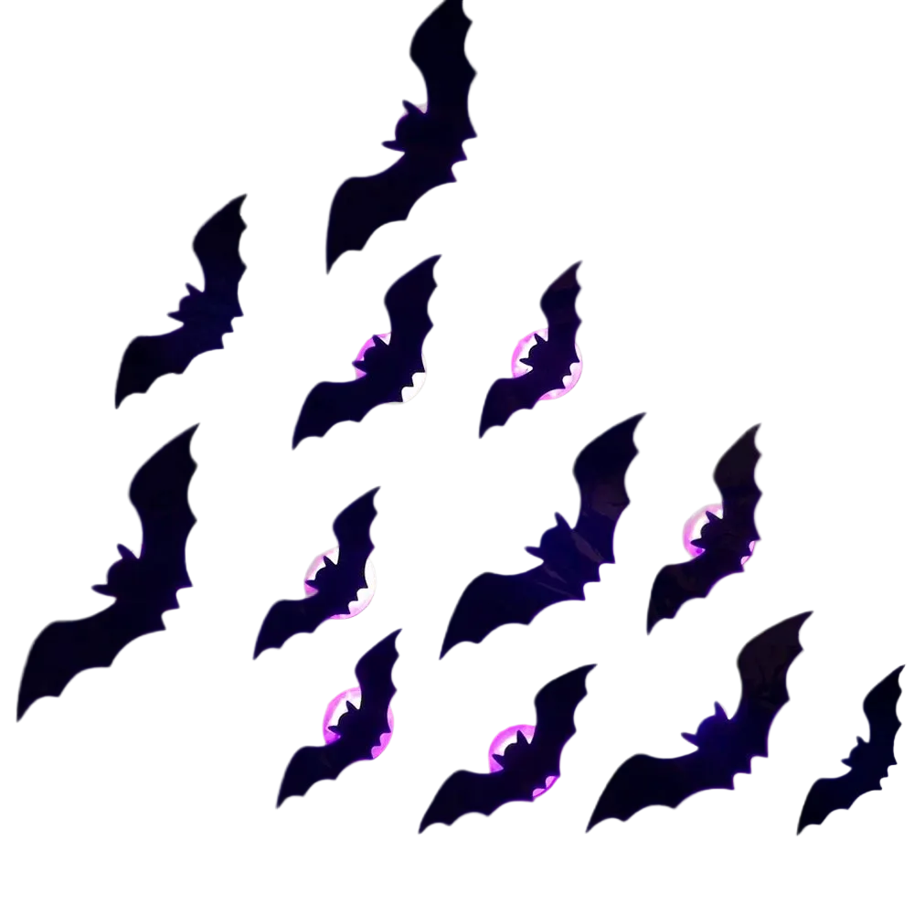 Trendbay 12pcs Halloween 3D Bat LED Wall Decals