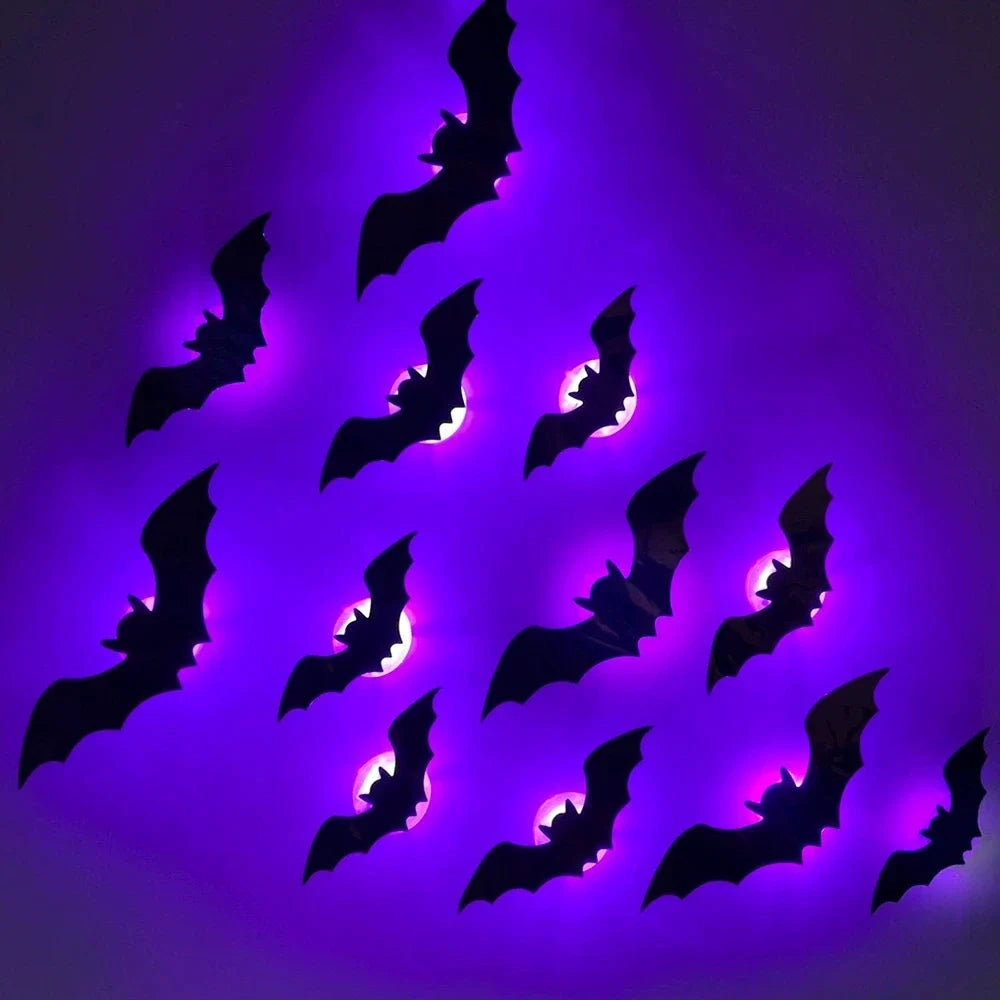 Trendbay 12pcs Halloween 3D Bat LED Wall Decals