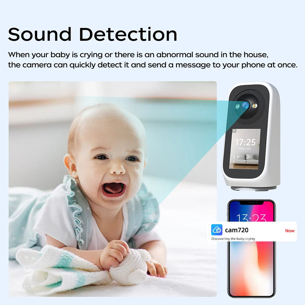 Trendbay 3K PTZ Smart Camera – Baby Monitor with Video Call, AI Tracking & LED Screen