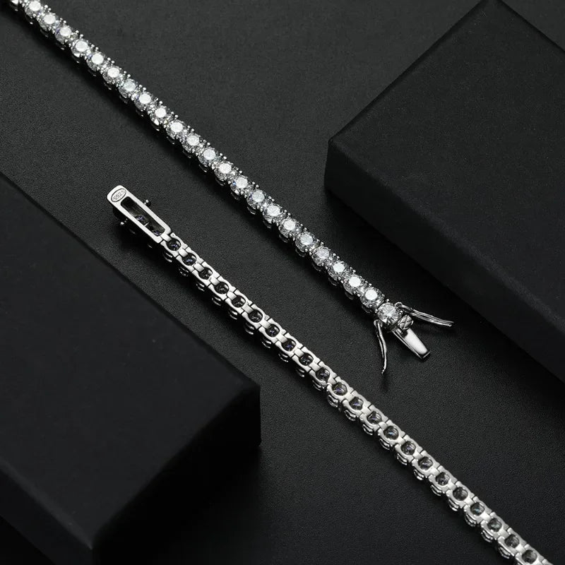 Trendbay Sterling Silver Moissanite Tennis Bracelet – Classic Single-Row Bracelet