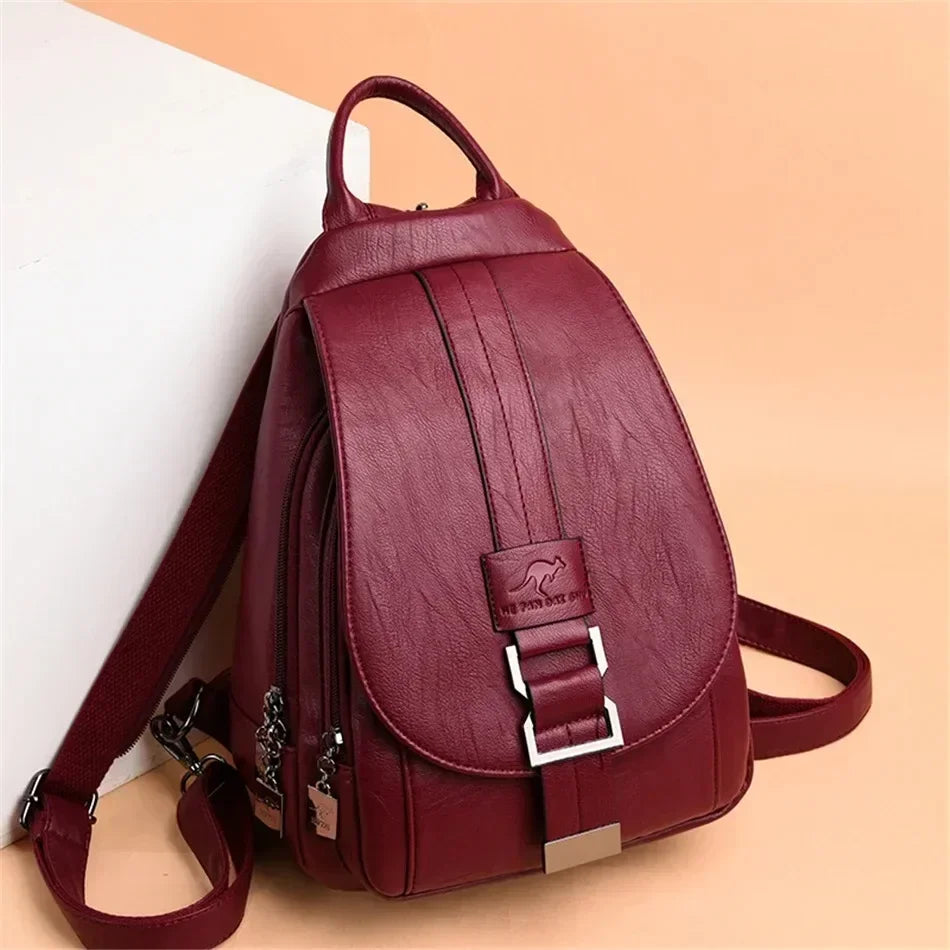 Trendbay Vintage Leather-Style Travel Backpack