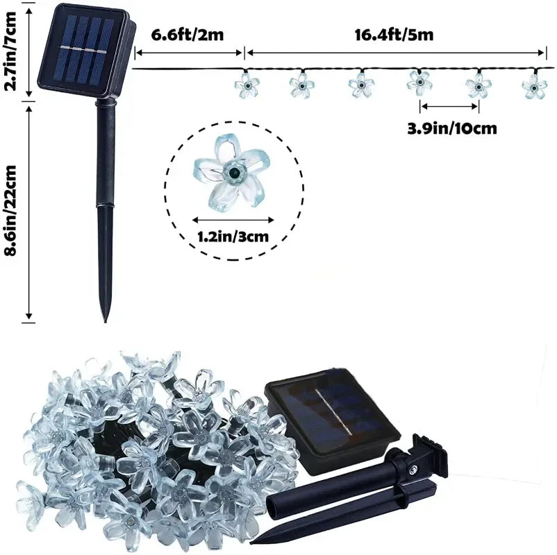 Trendbay 5M 20-LED Blue Solar Cherry Blossom String Lights