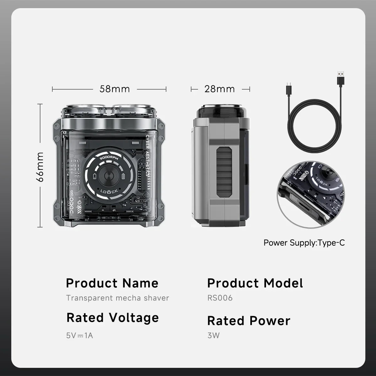 Trendbay Mini Electric Shaver Magnetic Double-Head