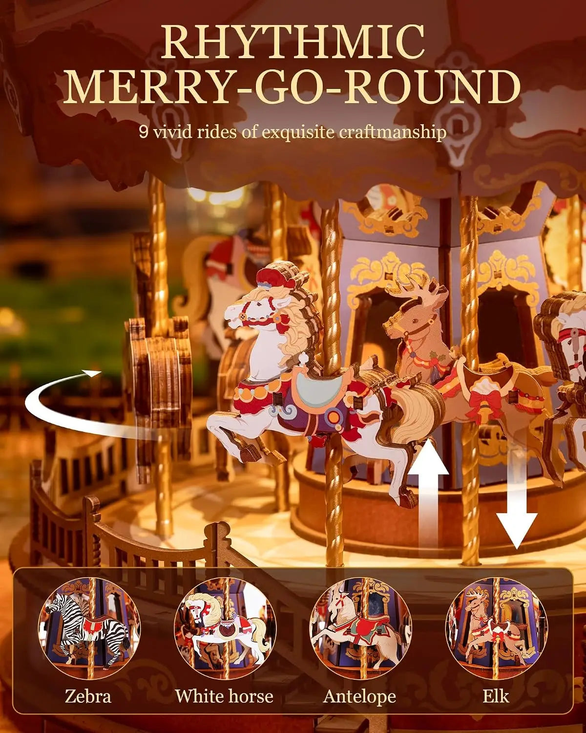 Trendbay 3D Wooden Carousel Music Box Kit