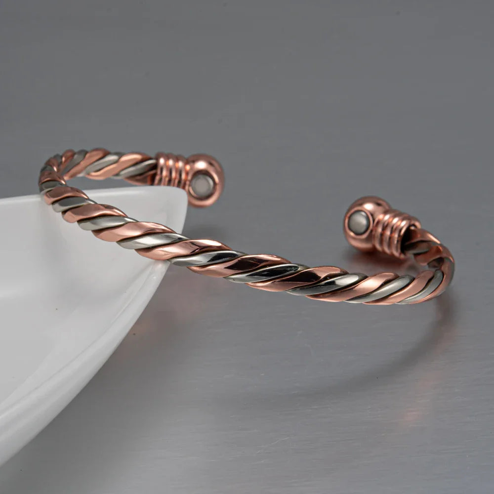 Trendbay Pure Copper Magnetic Braided Bracelet – Adjustable Twisted Bangle for Men & Women