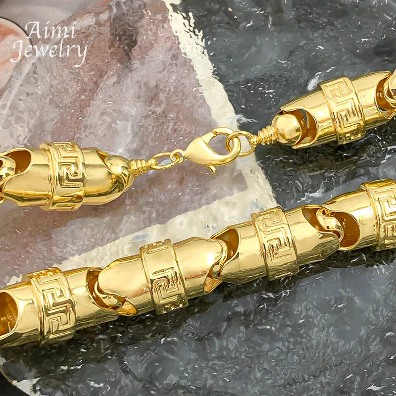 Trendbay 75cm 18K Gold-Plated Bold Chain Necklace – Hip Hop Fashion Jewelry for Men
