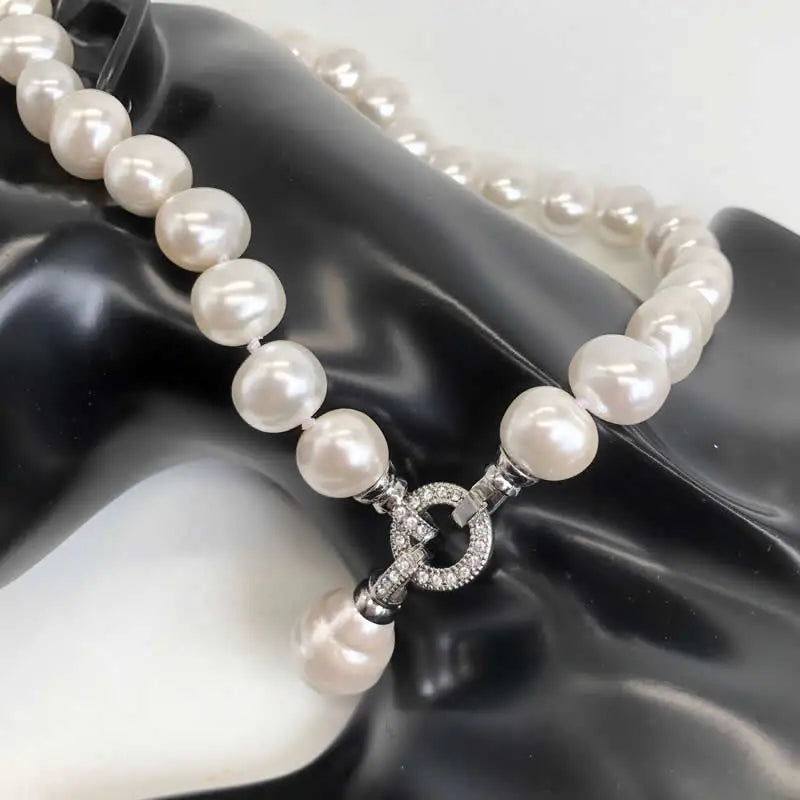 Trendbay 12-15mm White Freshwater Pearl Pendant Necklace