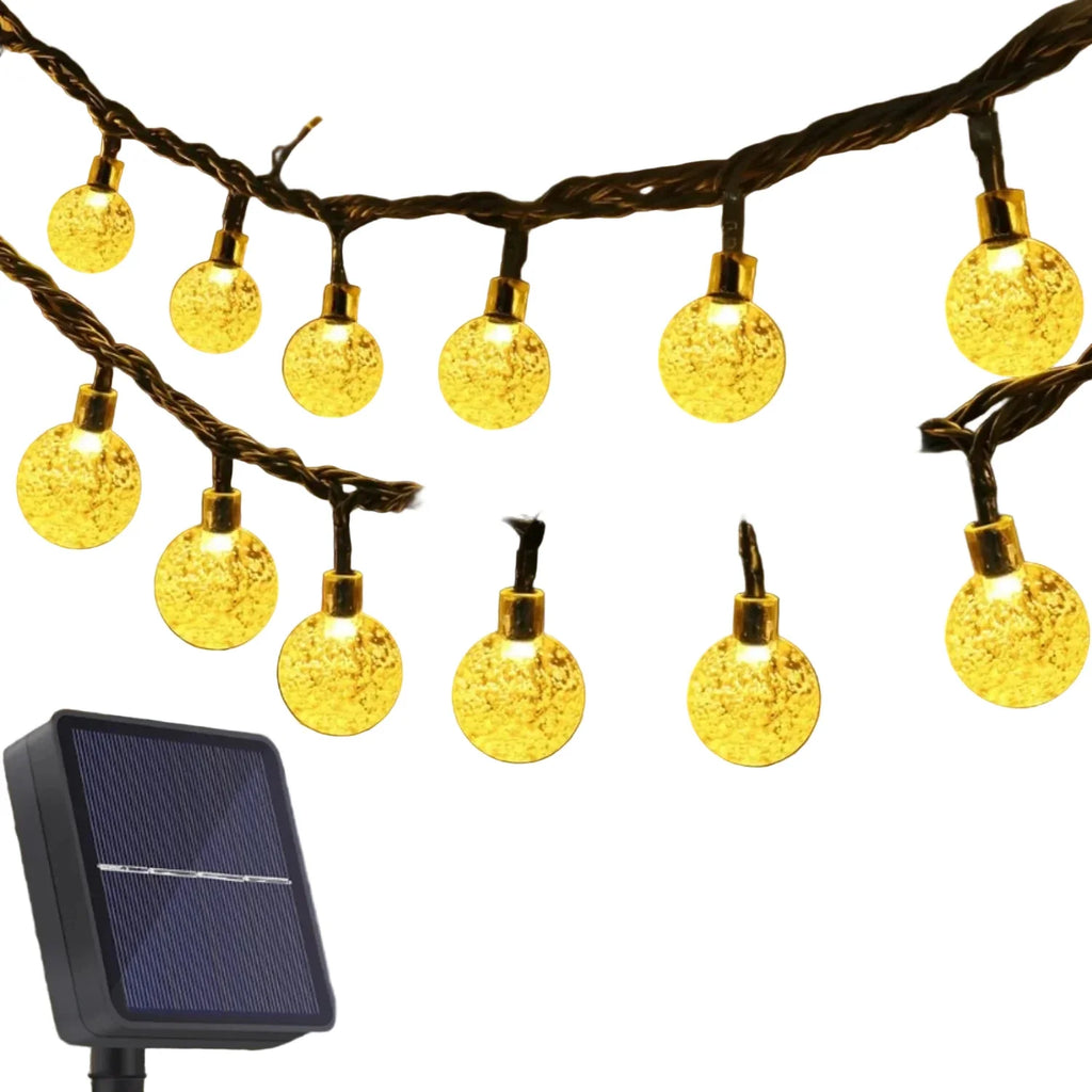 Trendbay 11M 60-LED Solar Crystal Globe String Lights – IP65 Waterproof