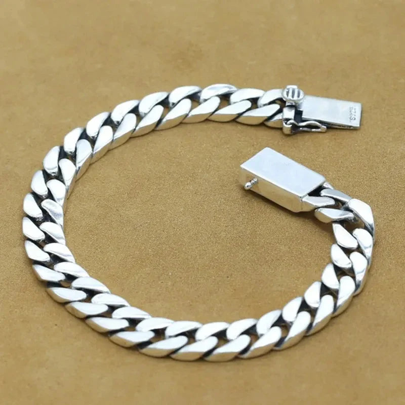 Trendbay Silver 8mm Cuban Link Bracelet – Classic Punk Style Jewelry for Men