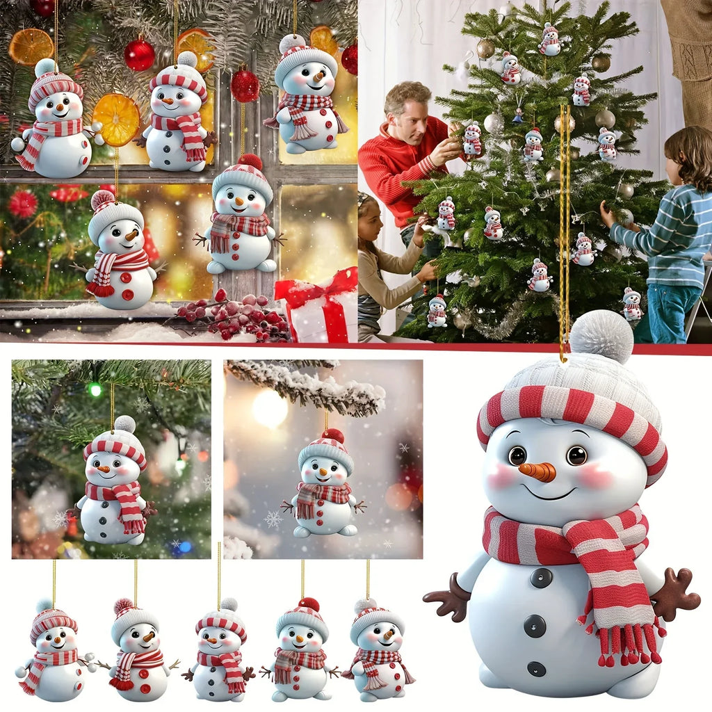 Trendbay 5-Piece Acrylic Snowman Ornaments – 2D Flat ornament