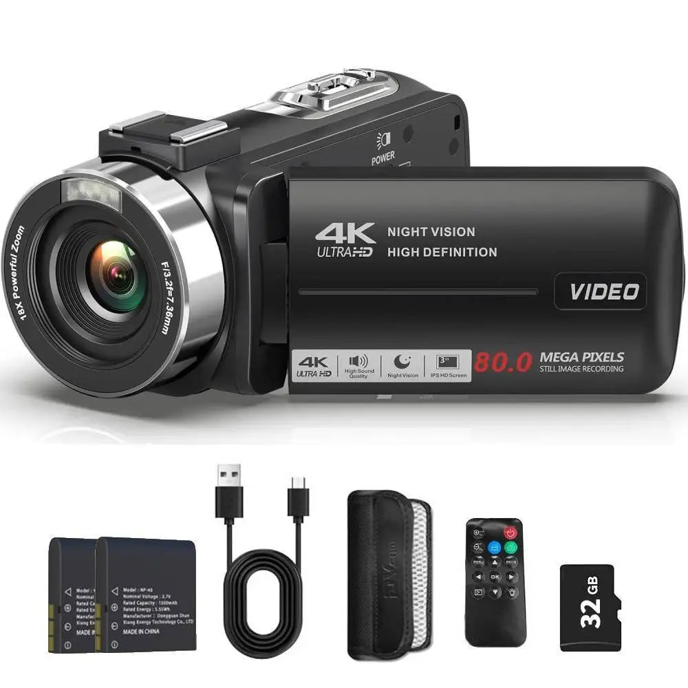 Trendbay 4K Vlogging Camera with 80MP & IR Night Vision
