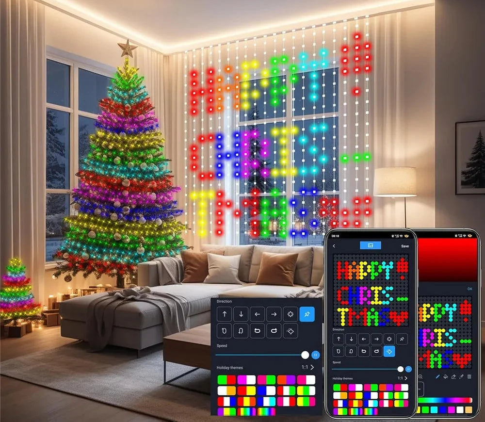 Trendbay 2pcs RGB Smart Curtain Lights App, Remote & Music Sync with DIY Patterns