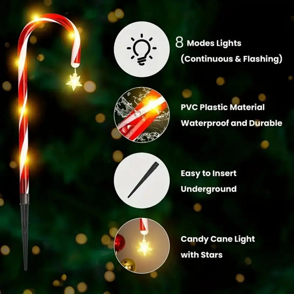 Trendbay 8PCS Solar Candy Cane Garden Lights