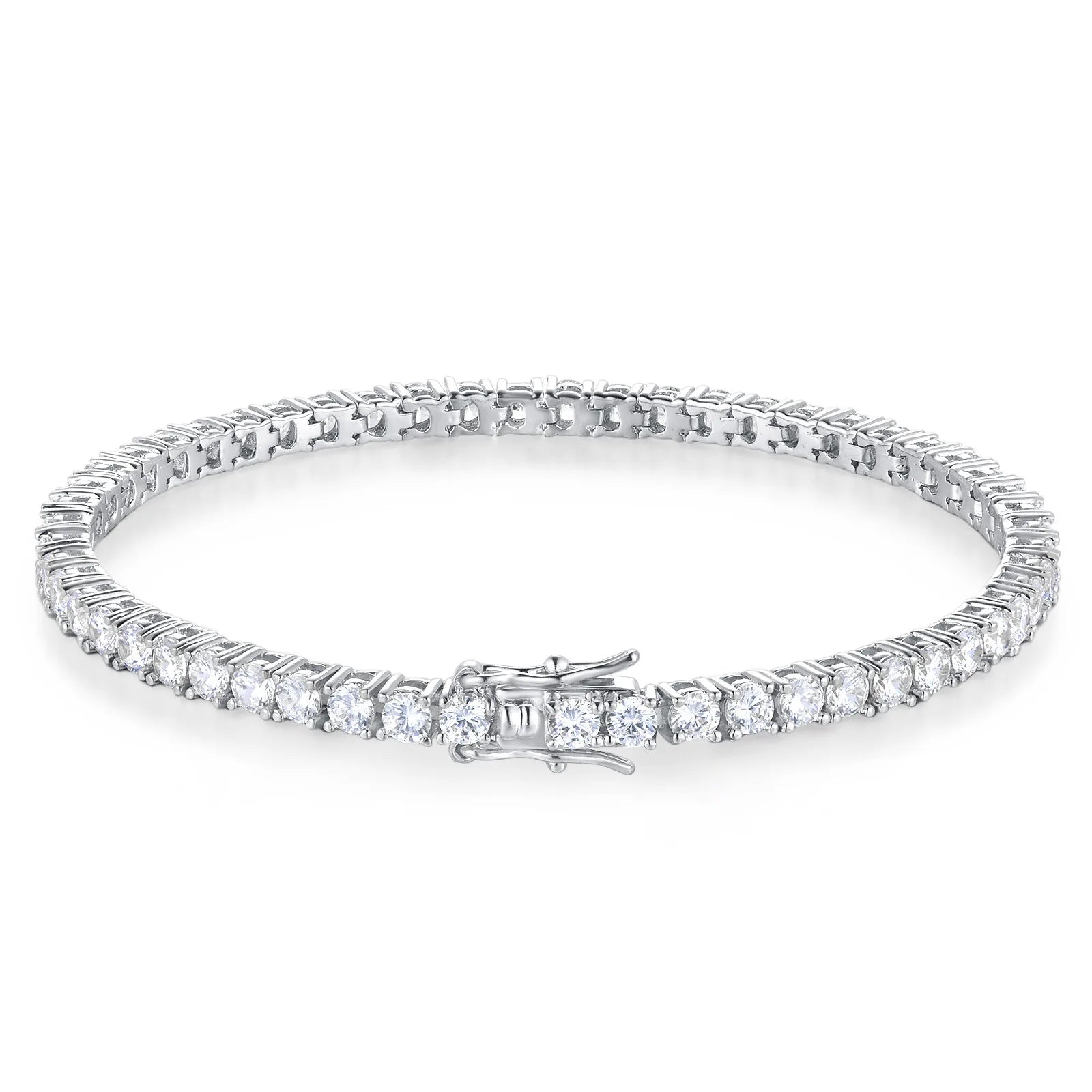 Trendbay Sterling Silver Moissanite Tennis Bracelet – Classic Single-Row Bracelet