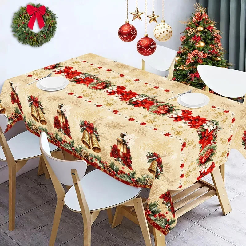 Trendbay Christmas Plastic Holly & Poinsettia Festive Tablecloth