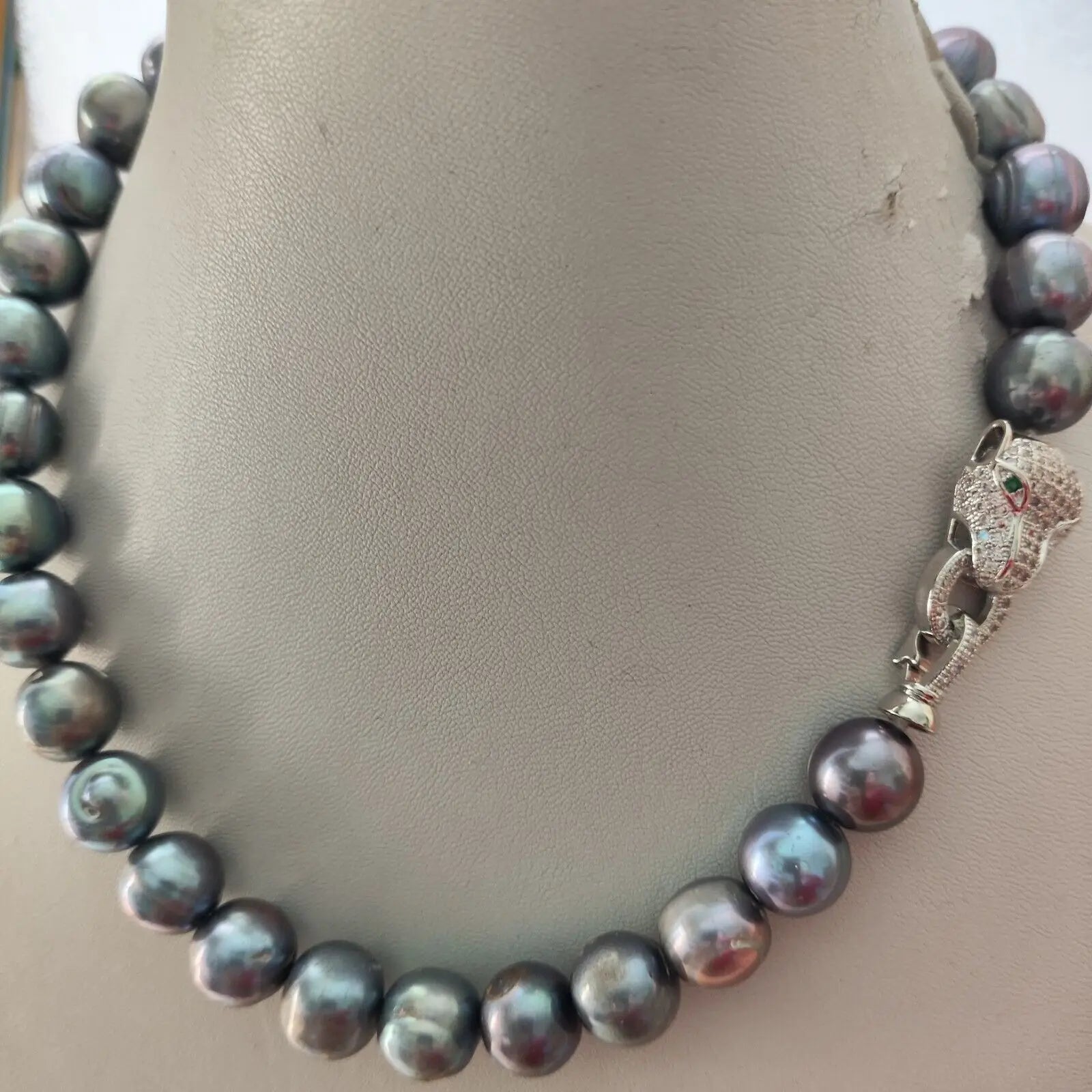 Trendbay AAAA+ Natural Black Blue Baroque Pearl Necklace – 925 Sterling Silver Clasp (16–35 Inch)