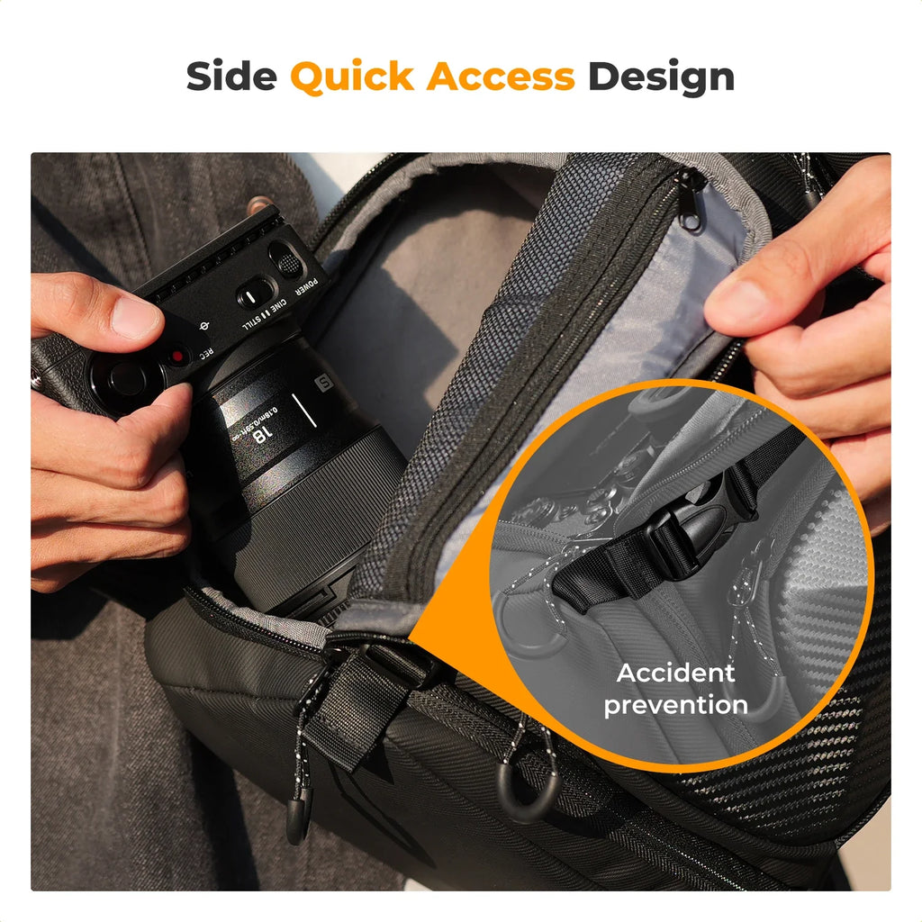 Trendbay 10L Hardshell Camera Sling Bag – Waterproof Crossbody Backpack for DSLR & Mirrorless Cameras