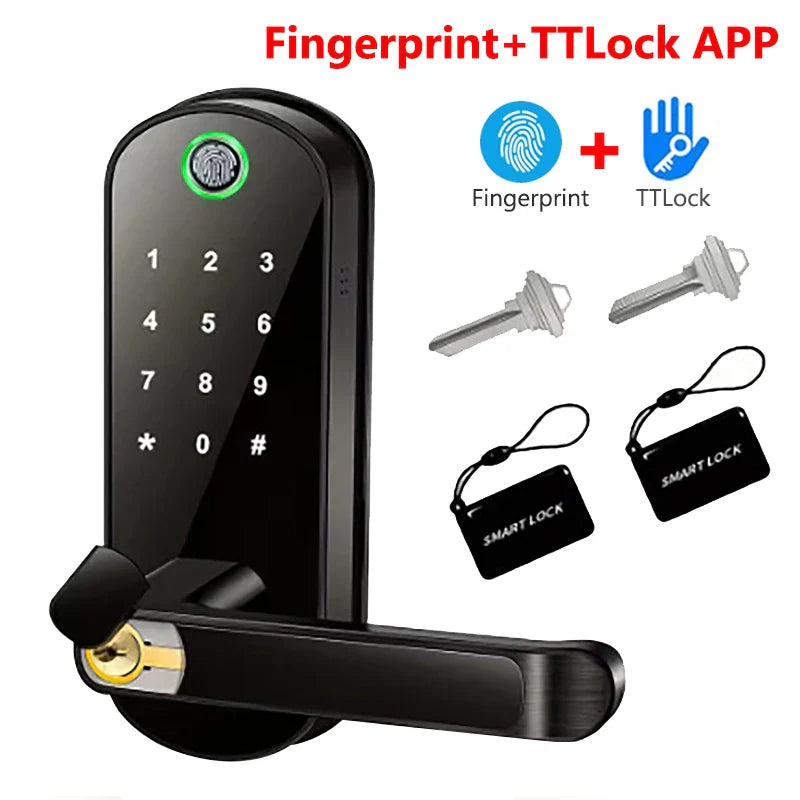 Trendbay Smart Fingerprint Door Lock with App Control & IC Cards (Waterproof)