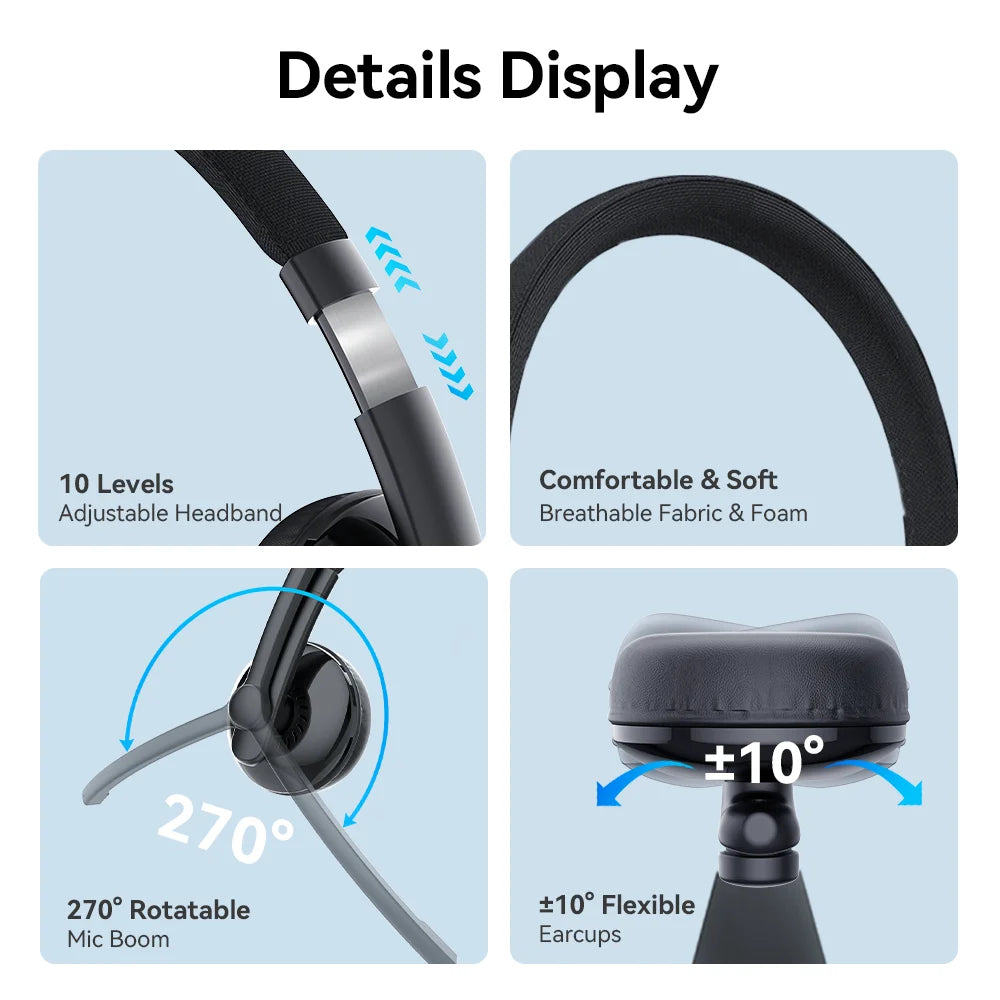 Trendbay Wired USB Headset with Noise-Cancelling Microphone