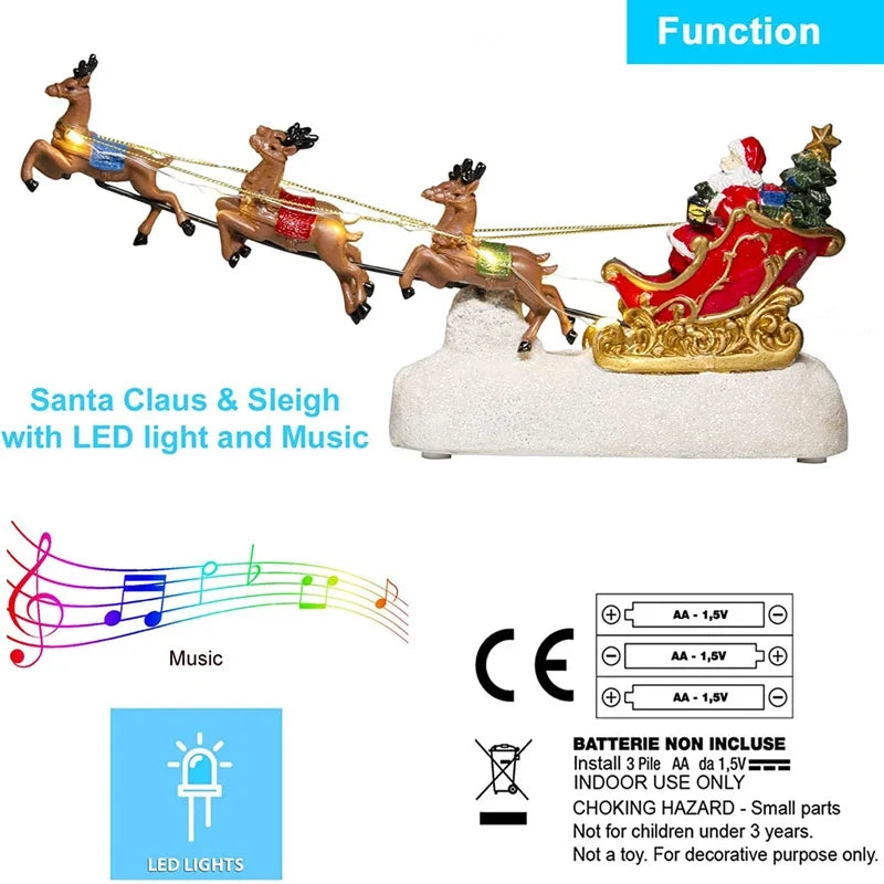 Trendbay Santa Claus Sleigh with Reindeer LED Decoration