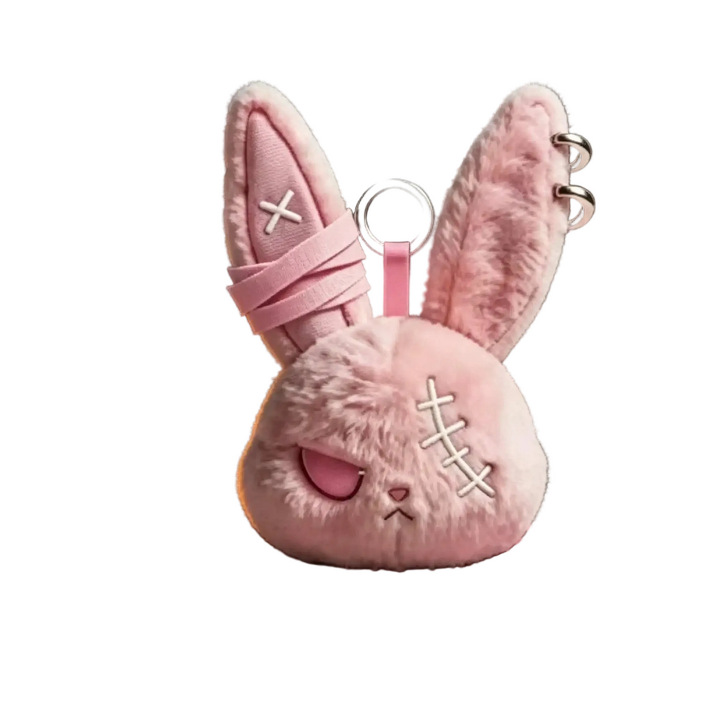 Trendbay Pink Gothic Bunny Plush Keychain