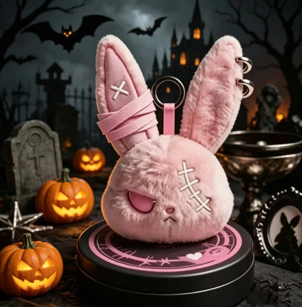 Trendbay Pink Gothic Bunny Plush Keychain