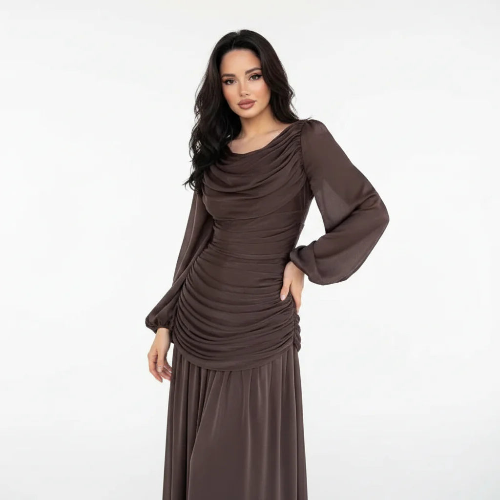 Trendbay Women's Draped Long Sleeve Dress